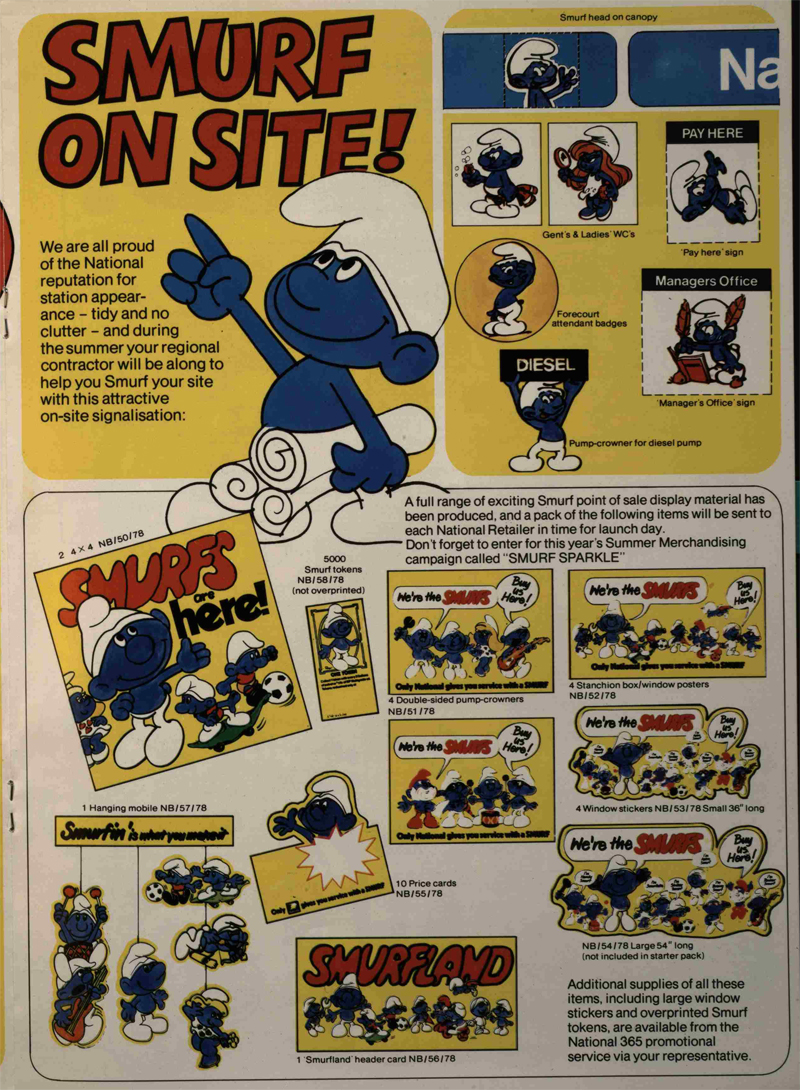 Hard to Find National Benzole Petrol Smurf Car Sticker  UK Issue Only Schlumpfe 